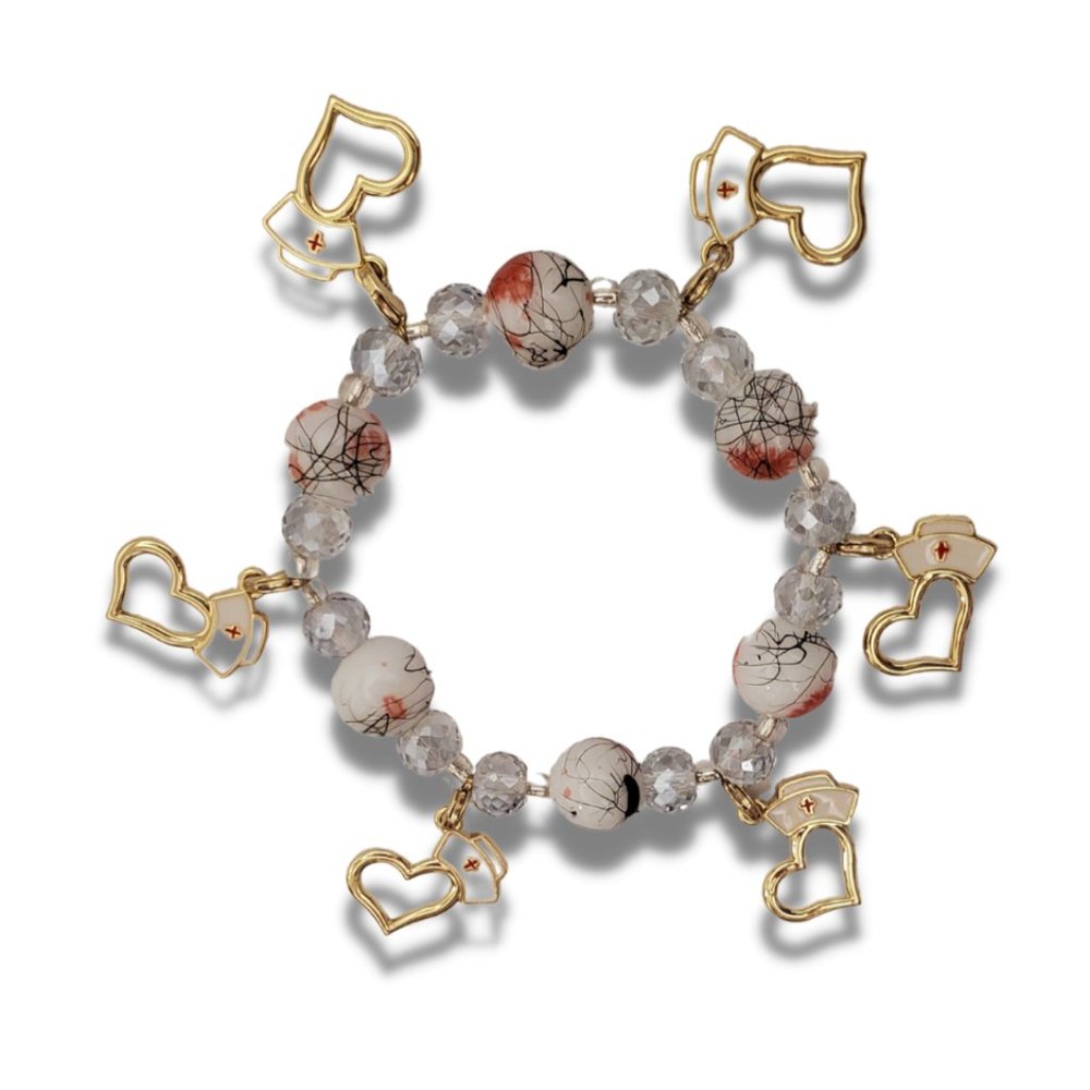 Red & White Glass Bracelet